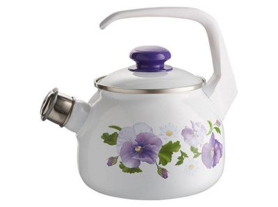 Изображение товара Чайник эмаль белая 2,5л Анютины глазки С-2711АП/4Рч (4шт/уп) в Миди Лтд