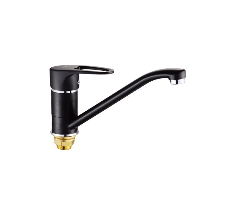 Смеситель для кухни длинный излив 40мм полукруглая ручка гайка черный ХХХ - фото в Миди Лтд Изображение товара Смеситель для кухни длинный излив 40мм полукруглая ручка гайка черный ХХХ в Миди Лтд