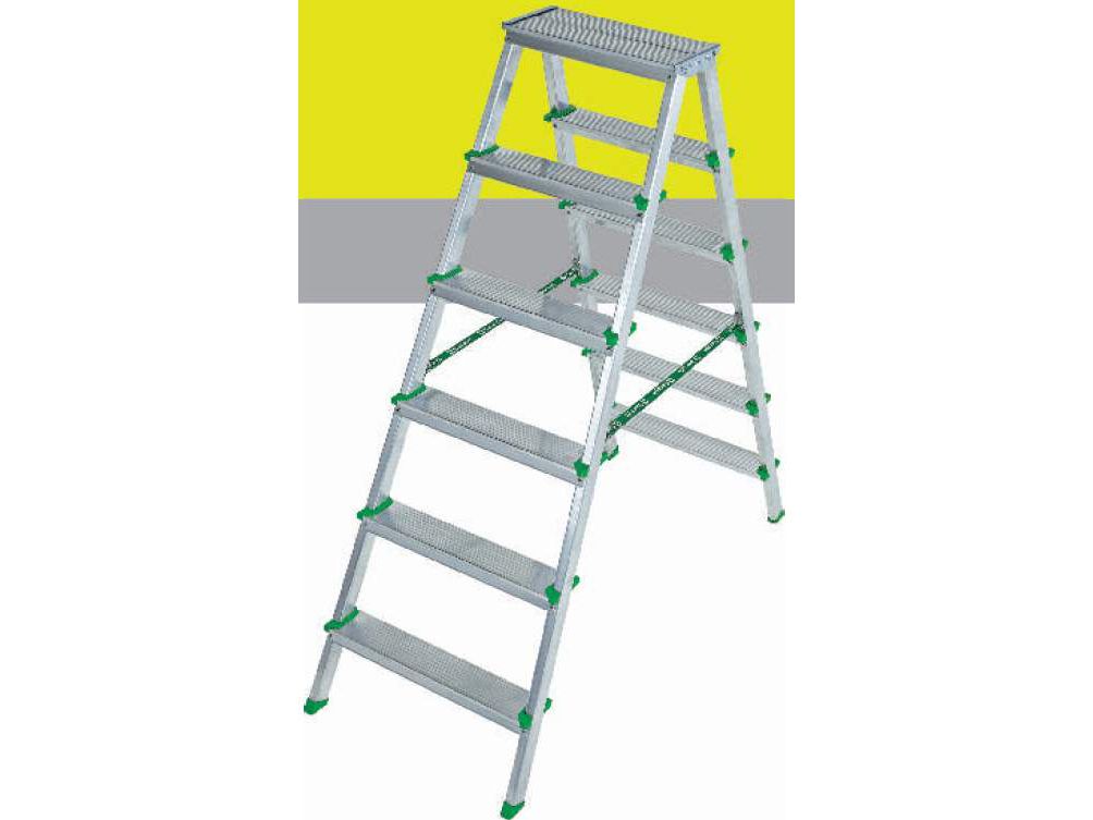 Двусторонняя алюминиевая стремянка 6х6 высота до верхней площ 128см вес 5,2кг - фото в Миди Лтд Изображение товара Двусторонняя алюминиевая стремянка 6х6 высота до верхней площ 128см вес 5,2кг в Миди Лтд
