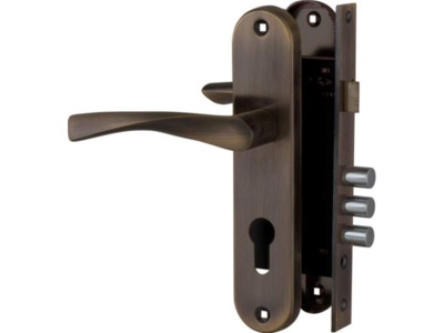 Замок врезной цилиндровый Fuaro с в комплекте с ручкой SET F1511W/B AB бронза - фото в Миди Лтд Изображение товара Замок врезной цилиндровый Fuaro с в комплекте с ручкой SET F1511W/B AB бронза в Миди Лтд