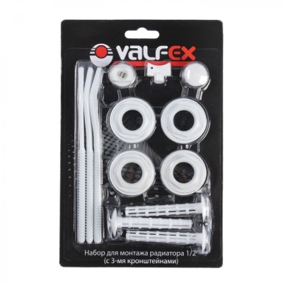 Набор для радиатора 1*1/2 (+3 кронштейна) VALFEX (40шт/уп) - фото в Миди Лтд Изображение товара Набор для радиатора 1*1/2 (+3 кронштейна) VALFEX (40шт/уп) в Миди Лтд