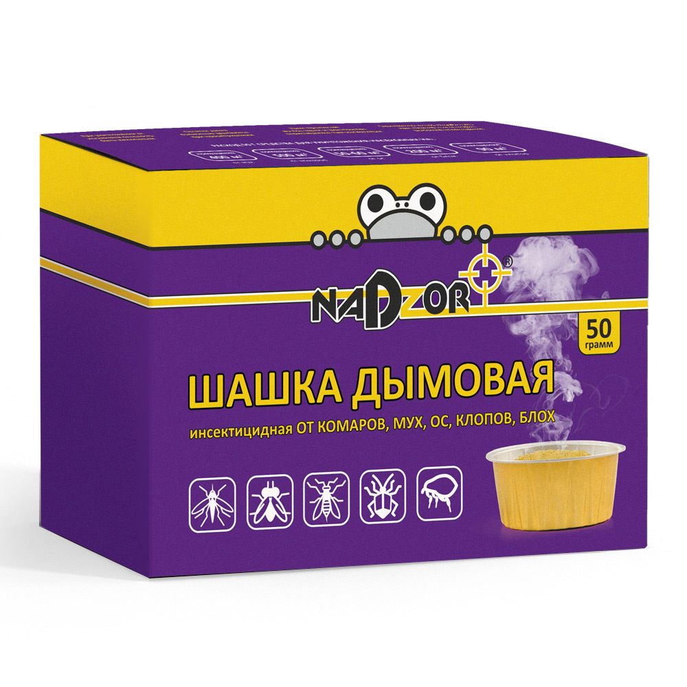 Изображение товара Шашка дымовая инсектицидная Nadzor от мух, комаров, ос,тараканов, блох (36шт/уп) в Миди Лтд