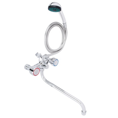 Смеситель для ванны СоюзКран с душем круглый излив двухвентильный 30см SK2122 хром - фото в Миди Лтд Изображение товара Смеситель для ванны СоюзКран с душем круглый излив двухвентильный 30см SK2122 хром в Миди Лтд