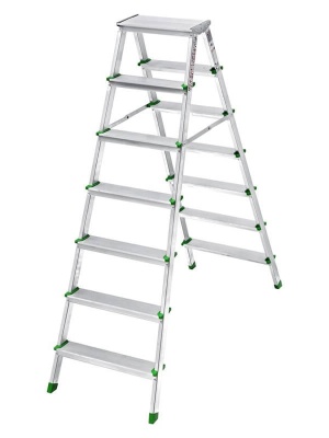 Двусторонняя алюминиевая стремянка 7х7 высота до верхней площ 149см вес 5,9кг - фото в Миди Лтд Изображение товара Двусторонняя алюминиевая стремянка 7х7 высота до верхней площ 149см вес 5,9кг в Миди Лтд
