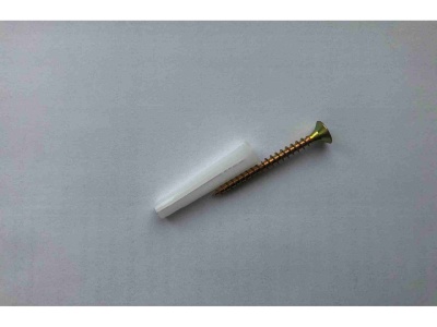 Набор белый  дюбель 6х35+шуруп 4х40 потай желтый цинк (90шт/уп) - фото в Миди Лтд Изображение товара Набор белый  дюбель 6х35+шуруп 4х40 потай желтый цинк (90шт/уп) в Миди Лтд