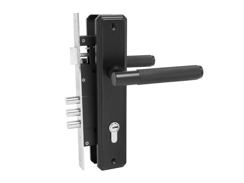 Замок врезной с ручками ЗВ4-3.02.02 ФЕРОНА черный (12шт/уп) - фото в Миди Лтд Изображение товара Замок врезной с ручками ЗВ4-3.02.02 ФЕРОНА черный (12шт/уп) в Миди Лтд