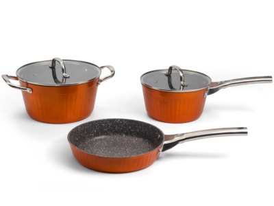 Изображение товара АКЦИЯ Набор посуды GALAXY LINE GL 9515 Оранжевый 5 предм Кастрюля 4,6л с крышкой Ковш 2,7л с крышкой в Миди Лтд