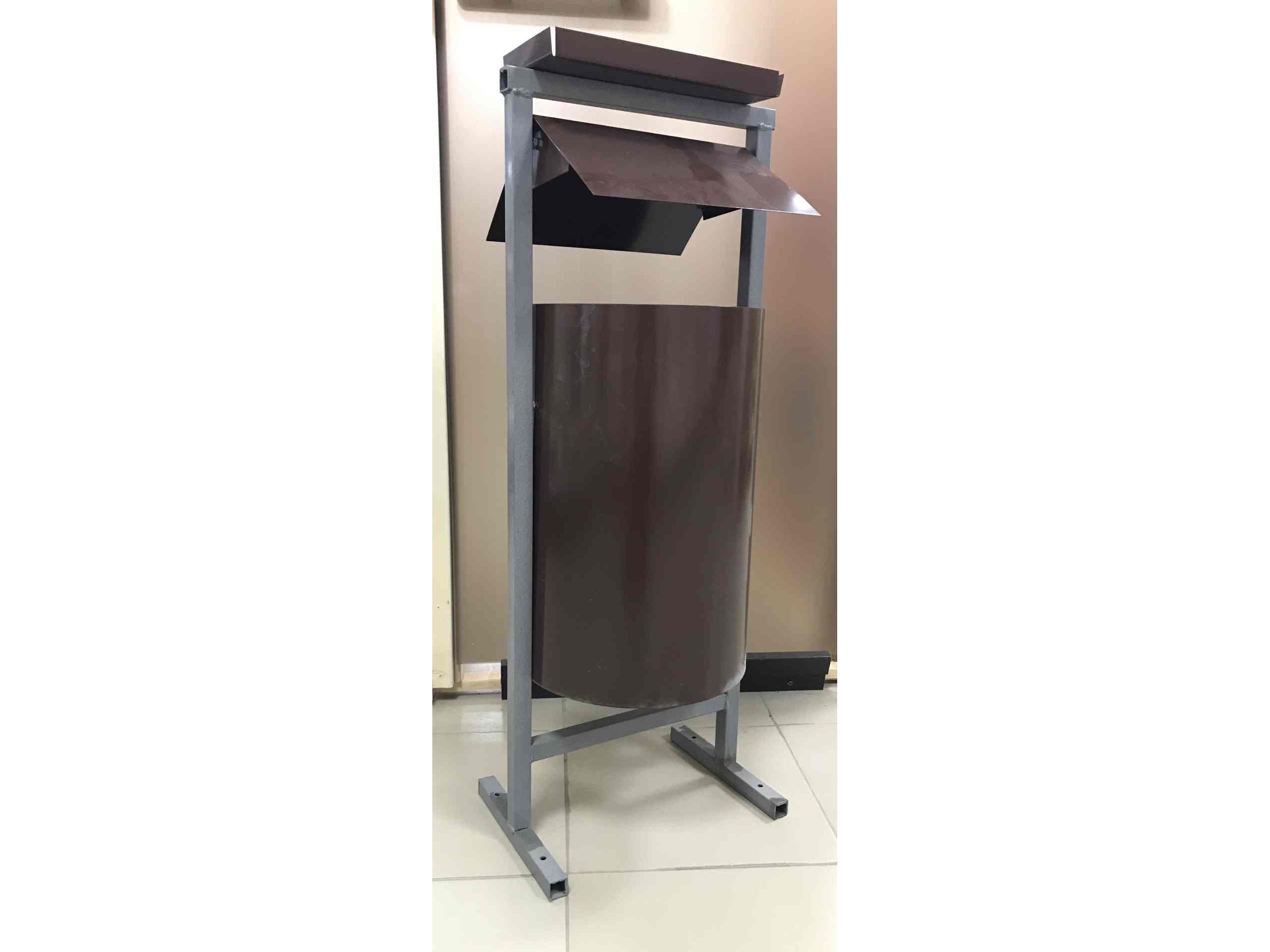 Изображение товара Урна У-2К круглая с пепельницей коричневая металл в Миди Лтд