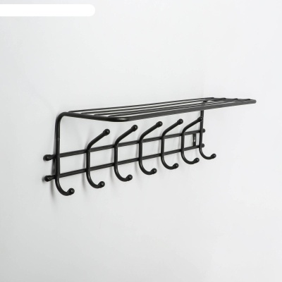 Изображение товара Вешалка настенная Комфорт 9 с полкой черный 9 крючков (2шт/уп) в Миди Лтд