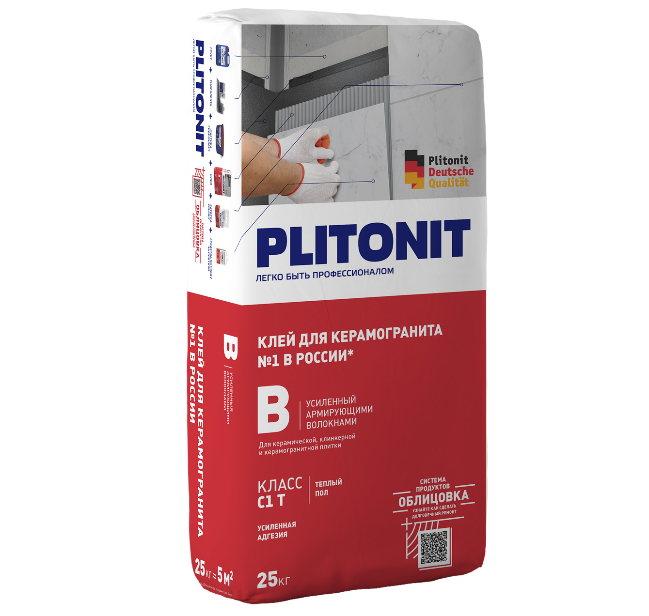 Клей плиточный PLITONIT В, усиленный армирующими волокнами С1 Т, 25кг (48шт/пал) - фото в Миди Лтд Изображение товара Клей плиточный PLITONIT В, усиленный армирующими волокнами С1 Т, 25кг (48шт/пал) в Миди Лтд