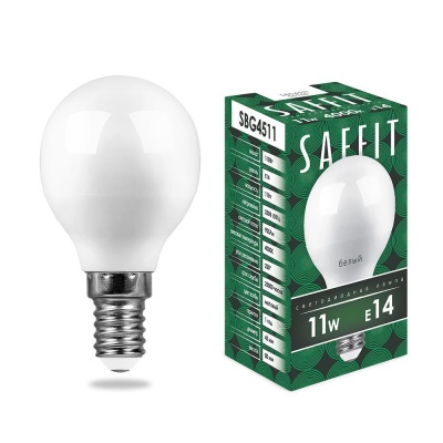 Изображение товара Лампа светодиодная LED SAFFIT шарик SBG4511 11W Е14 А60 4000K в Миди Лтд