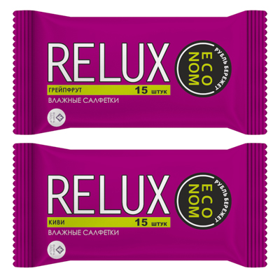 Салфетки влажные освежающие RELUX киви/ананас 15шт    ХХ - фото в Миди Лтд Изображение товара Салфетки влажные освежающие RELUX киви/ананас 15шт    ХХ в Миди Лтд