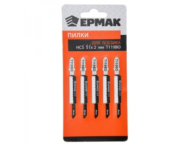 Изображение товара Пилки для эл.лобзика ЕРМАК  НСS ЕU 51*2мм Т-119ВО дер фиг .рез (5шт/уп) в Миди Лтд
