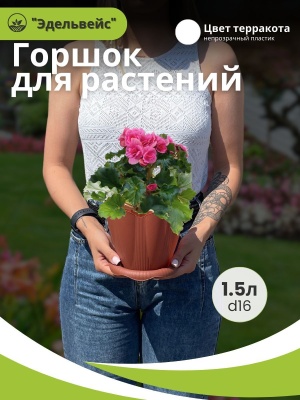 Изображение товара Горшок ЭДЕЛЬВЕЙС с поддоном d16см 1,5л терракот (20шт/уп) в Миди Лтд