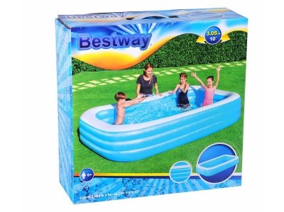 Бассейн надувной BESTWAY Blue Rectangular Family Pool Deluxe 305*183*56см 1161л 54009 - фото в Миди Лтд Изображение товара Бассейн надувной BESTWAY Blue Rectangular Family Pool Deluxe 305*183*56см 1161л 54009 в Миди Лтд