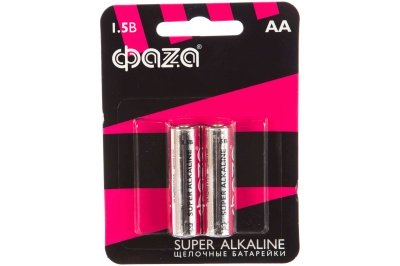 Батарейки ФАZA Super Alkaline S-2 щелочные тип АА LR 6 (2шт/уп) - фото в Миди Лтд Изображение товара Батарейки ФАZA Super Alkaline S-2 щелочные тип АА LR 6 (2шт/уп) в Миди Лтд