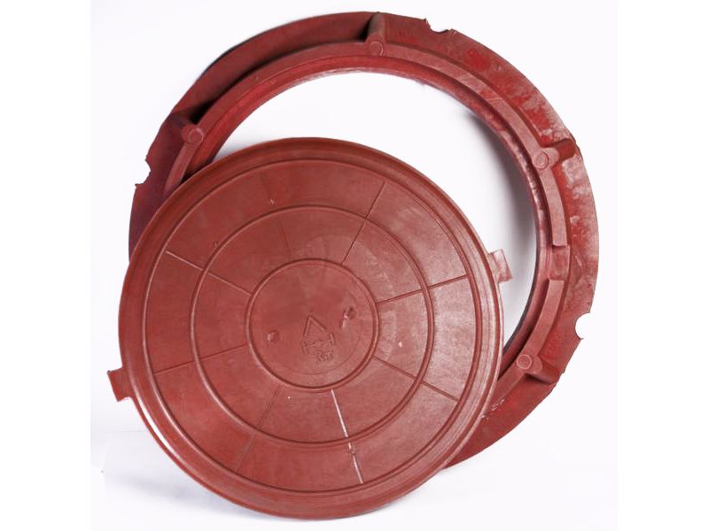 Изображение товара Люк Полимерно песчаный тип СМ(В60) красный (d крышки 600мм внешний d 750мм нагрузка до 6т) в Миди Лтд