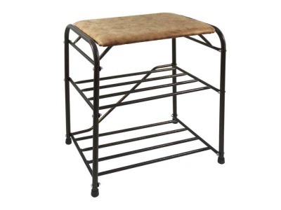 Изображение товара Подставка для обуви 3 полки 45 с сиденьем замша медный антик в Миди Лтд