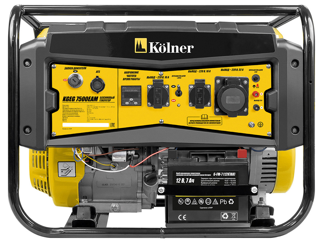 Изображение товара Генератор бензиновый Kolner KGEG 7500ЕАМ 7500Вт однофазный в Миди Лтд