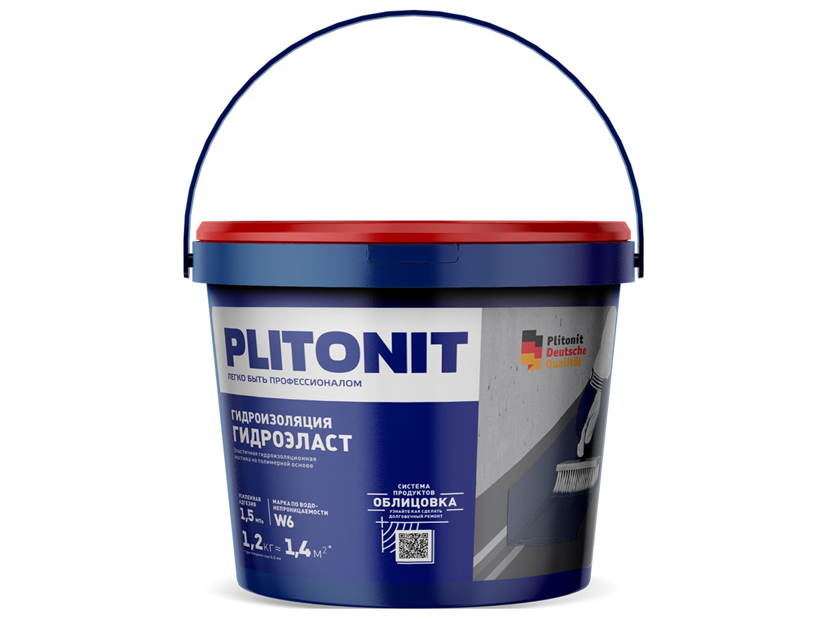 Изображение товара Мастика гидроизоляционная  PLITONIT ГидроЭласт 4кг (96шт/пал) в Миди Лтд