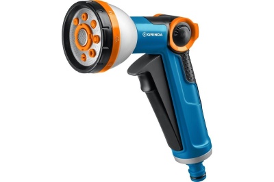 Пистолет GRINDA X-8 поливочный курок спереди 8 режимов с регулятором напора - фото в Миди Лтд Изображение товара Пистолет GRINDA X-8 поливочный курок спереди 8 режимов с регулятором напора в Миди Лтд