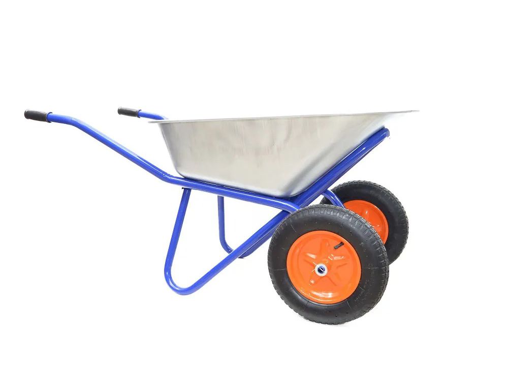 Изображение товара Тачка двухколесная 110л/180кг ( колесо: 3.25-8 пневматическое  d20)(D) синяя в Миди Лтд