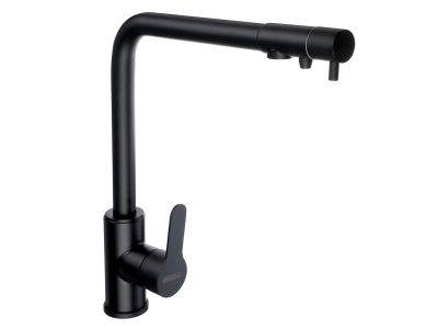 Смеситель для кухни СоюзКран с выводом пит воды керам картридж 35мм черный нерж сталь SS01-G132 - фото в Миди Лтд Изображение товара Смеситель для кухни СоюзКран с выводом пит воды керам картридж 35мм черный нерж сталь SS01-G132 в Миди Лтд