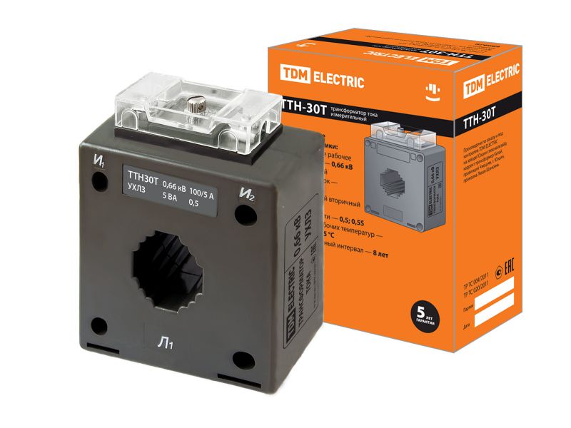 Изображение товара Трансформатор тока измерительный ТТН 30Т/100/5 5VA/0.5 P TDM в Миди Лтд