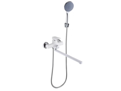 Смеситель для ванны СоюзКран с душем прямой излив 35см керам картридж 35мм белый цинк SK08-Р10 - фото в Миди Лтд Изображение товара Смеситель для ванны СоюзКран с душем прямой излив 35см керам картридж 35мм белый цинк SK08-Р10 в Миди Лтд