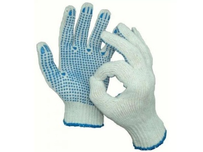 Перчатки х/б 5 нитей ПВХ Точка "ЛЮКС" Белые (10шт/уп)(250шт/меш) - фото в Миди Лтд Изображение товара Перчатки х/б 5 нитей ПВХ Точка "ЛЮКС" Белые (10шт/уп)(250шт/меш) в Миди Лтд