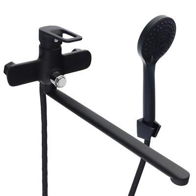 Смеситель для ванны СоюзКран с душем прямой излив 35см керам картридж 35мм черный цинк SK08-Р137 - фото в Миди Лтд Изображение товара Смеситель для ванны СоюзКран с душем прямой излив 35см керам картридж 35мм черный цинк SK08-Р137 в Миди Лтд