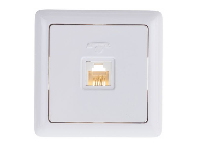 Изображение товара Розетка (TF) телефонная (RJ11) ОП (160В, 1А)белый Хит RT-4A3-B в Миди Лтд