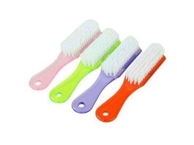 Изображение товара Щетка с ручкой универсальная для одежды и обуви пластик прозрачная белая щетина 170*25мм в Миди Лтд