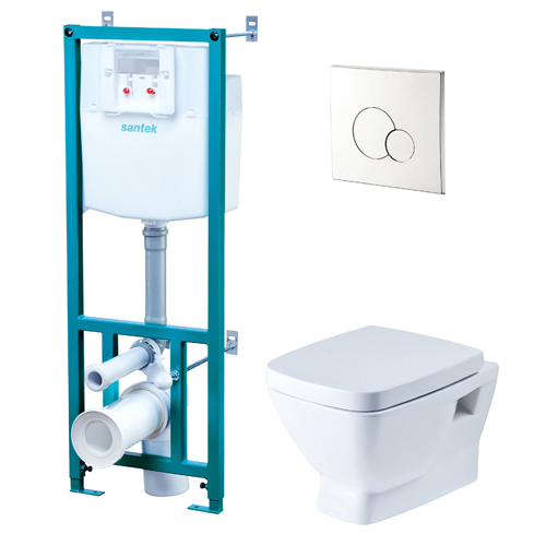 Изображение товара Комплект "НЕО" унитаз, сиденье полипр.,инсталляция,кнопка хром глянец в Миди Лтд