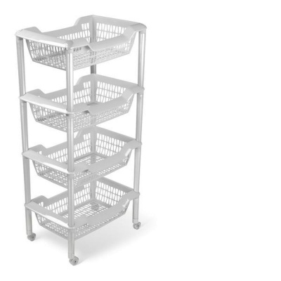 Этажерка универсальная ДЖЕТТА на колесиках 4 корзины светло-серая (4шт/уп) - фото в Миди Лтд Изображение товара Этажерка универсальная ДЖЕТТА на колесиках 4 корзины светло-серая (4шт/уп) в Миди Лтд