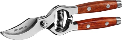 Изображение товара Секатор GRINDA PROLine P-15 плоскостной цельнокованый деревянные рукоятки нерж сталь 210мм  в Миди Лтд