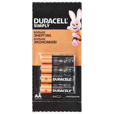 Изображение товара Батарейки DURACELL тип АА (4шт/уп)   ХХ в Миди Лтд