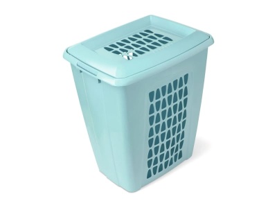 Корзина для белья МОЛЕТТА прямоугольная с крышкой 45л бирюзовая (5шт/уп) - фото в Миди Лтд Изображение товара Корзина для белья МОЛЕТТА прямоугольная с крышкой 45л бирюзовая (5шт/уп) в Миди Лтд