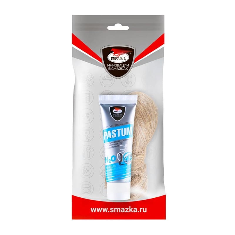 Изображение товара Уплотнительная паста комплект PASTUM H2O вода 70г+лен 15г в Миди Лтд