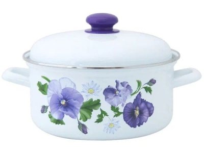 Кастрюля эмаль белая 2,0л Анютины глазки С-1510АП2/4 (4шт/уп) Х - фото в Миди Лтд Изображение товара Кастрюля эмаль белая 2,0л Анютины глазки С-1510АП2/4 (4шт/уп) Х в Миди Лтд