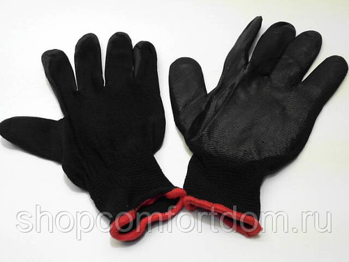 Изображение товара Перчатки нейлоновые Стекольщика с Черным латексным покрытием (12шт/уп)(960шт/меш) в Миди Лтд