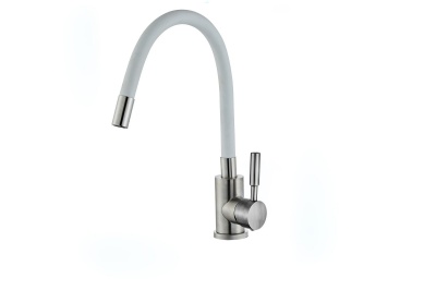 Смеситель для кухни силиконовый излив 35мм нерж белый ХХХ - фото в Миди Лтд Изображение товара Смеситель для кухни силиконовый излив 35мм нерж белый ХХХ в Миди Лтд