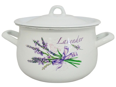 Изображение товара Кастрюля эмаль белая 4,8л Лаванда Р-50155Б/4ДЭК (4шт/уп) Х в Миди Лтд