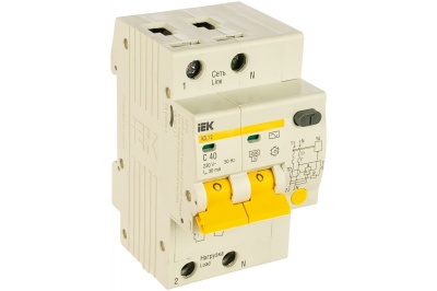 Диф.автомат АД12 2Р 40А 30мА ИЭК - фото в Миди Лтд Изображение товара Диф.автомат АД12 2Р 40А 30мА ИЭК в Миди Лтд