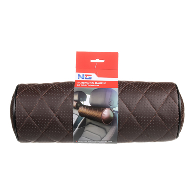 Подушка-валик на подголовник искусственная кожа 30*14см Коричневая NEW GALAXY (2шт/кор) - фото в Миди Лтд Изображение товара Подушка-валик на подголовник искусственная кожа 30*14см Коричневая NEW GALAXY (2шт/кор) в Миди Лтд