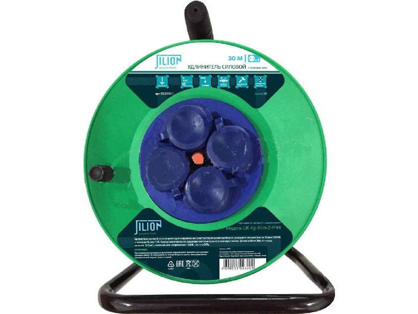 Удлинитель на катушке 30м UK-4g-30m-Z с 4 евророзетками (с/з) - фото в Миди Лтд Изображение товара Удлинитель на катушке 30м UK-4g-30m-Z с 4 евророзетками (с/з) в Миди Лтд