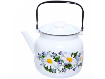 Изображение товара Чайник эмаль белая 3,5л Ромашковое поле С-2713П2/4Рч (4шт/уп) в Миди Лтд