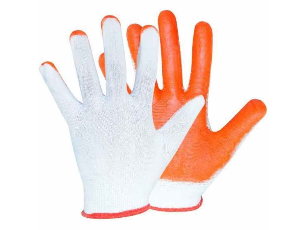 Перчатки нейлоновые Эконом Оранжевый облив (уп-12шт) - фото в Миди Лтд Изображение товара Перчатки нейлоновые Эконом Оранжевый облив (уп-12шт) в Миди Лтд
