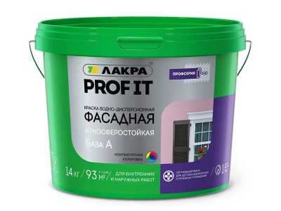 Изображение товара Краска фасадная ЛАКРА PROF IT база А 3кг (6шт/уп; 144шт/пал) в Миди Лтд