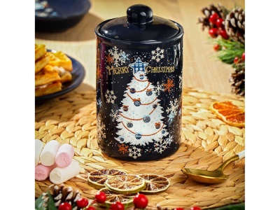 Изображение товара Банка для сыпучих продуктов доломит 0,75л с крышкой Daniks Зимняя сказка (18шт/уп) в Миди Лтд